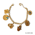 Wholesale 24K Gold Hamsa Evil Eye Arabic Coin Charm Bracelet Dubai
