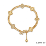 24K Gold Textured Clover Motif Toggle Bracelet Dubai B2B