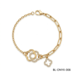 Aura Jewelry 24K Gold Mixed Chain Interlocking Clover Bracelet