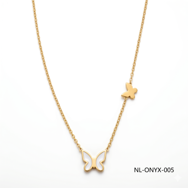 Aura Jewelry 24K Gold White Pearl Butterfly Necklace MOQ 6