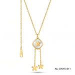 Aura Jewelry 24K Gold Pearl Floral Lariat Necklace MOQ 6
