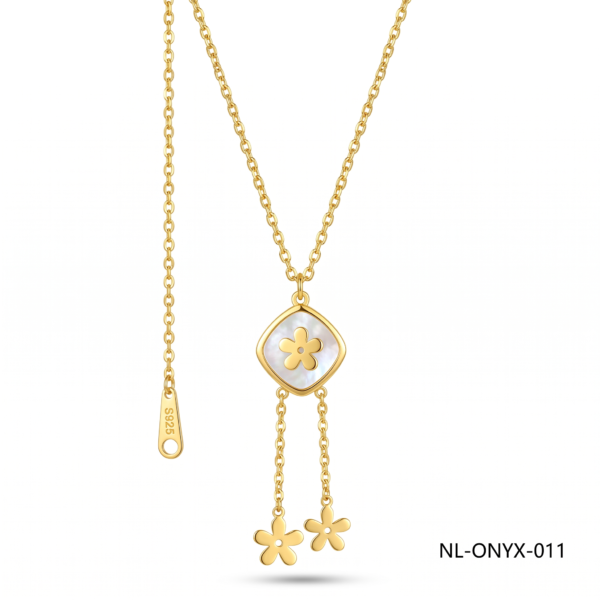 Aura Jewelry 24K Gold Pearl Floral Lariat Necklace MOQ 6