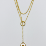 Aura Jewelry 24K Gold Chunky Chain Black Enamel Circle Necklace