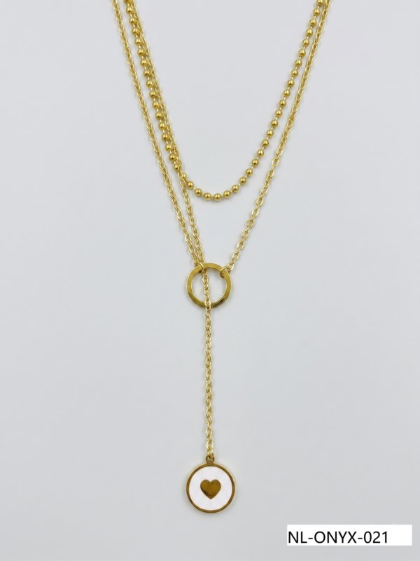 Aura Jewelry 24K Gold Chunky Chain Black Enamel Circle Necklace
