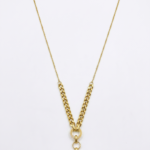 Aura Jewelry 24K Gold Chunky Chain Black Enamel Circle Necklace
