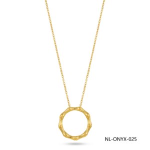 Wholesale 24K Gold Bamboo Texture Circle Pendant Necklace Dubai