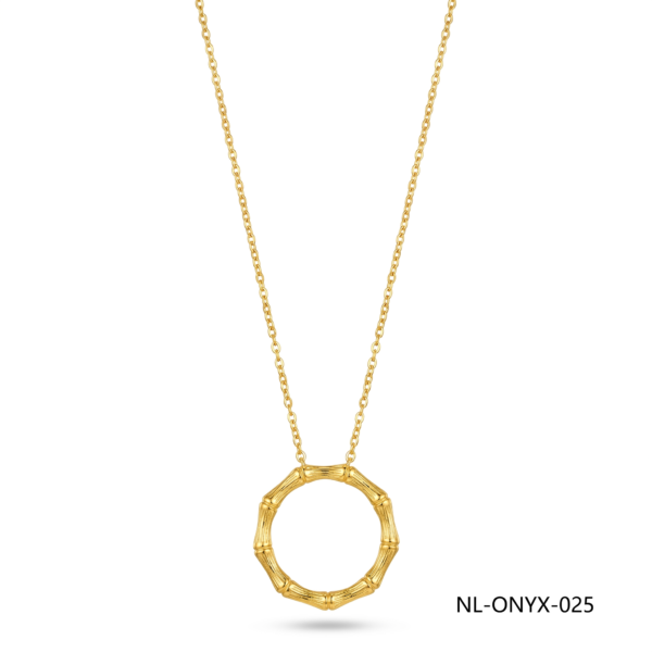 Wholesale 24K Gold Bamboo Texture Circle Pendant Necklace Dubai