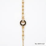Aura Jewelry 24K Gold Paperclip Chain Black Circle Bracelet