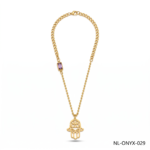 Wholesale 24K Gold Hamsa Hand Purple Crystal Necklace Dubai