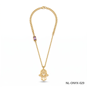 Wholesale 24K Gold Hamsa Hand Purple Crystal Necklace Dubai