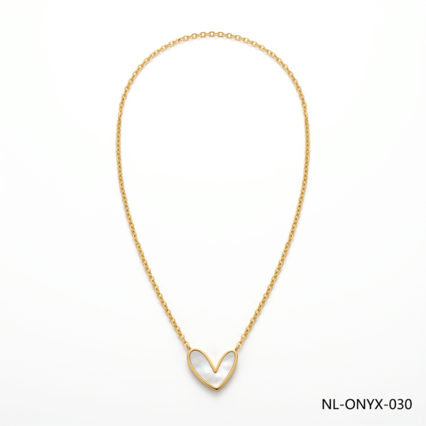 Aura Jewelry 24K Gold Minimalist White MOP Heart Necklace