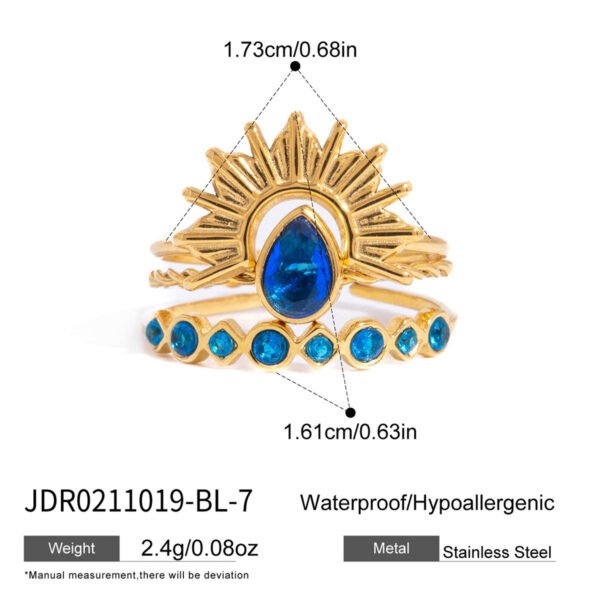 18K Gold Sunburst Blue Stone Ring Wholesale