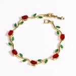 Aura Jewelry 24K Gold Brass Zirconia Leaf Bracelet B2B