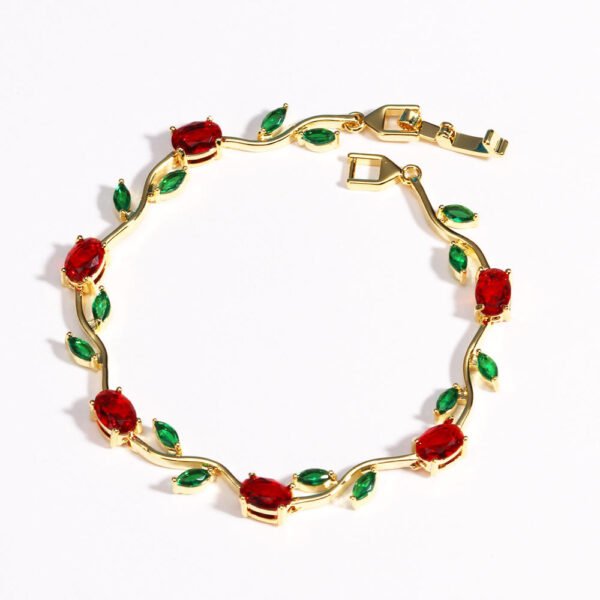 Aura Jewelry 24K Gold Brass Zirconia Leaf Bracelet B2B