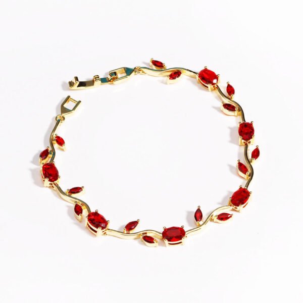 Aura Jewelry 24K Gold Brass Zirconia Leaf Bracelet B2B