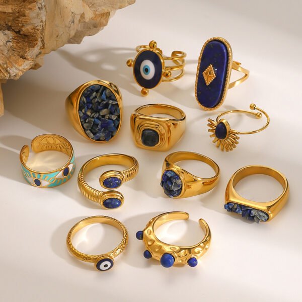 Enamel Evil Eye Gold Ring B2B