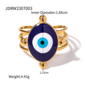 Enamel Evil Eye Gold Ring B2B3