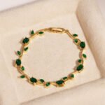 Aura Jewelry 24K Gold Brass Zirconia Leaf Bracelet B2B