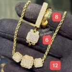 Wholesale 24K Gold Plated Paperclip Link Chain Geometric Teardrop Pave Zirconia Necklace Set B2B Jewelry Supplier Guangzhou