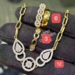 Wholesale 24K Gold Plated Paperclip Link Chain Geometric Teardrop Pave Zirconia Necklace Set B2B Jewelry Supplier Guangzhou