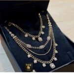 Wholesale 24K Gold Plated Multi Layer Cascading Baguette Zirconia Station Fringe Necklace B2B Jewelry Manufacturer Guangzhou