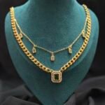 Wholesale 24K Gold Plated Heavyweight Chunky Cuban Chain Double Y Drop Lariat Necklace Iced Out Bar Stations B2B Guangzhou Factory