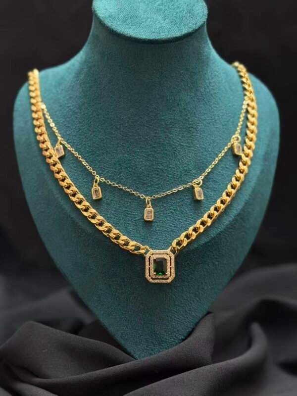 Wholesale 24K Gold Plated Heavyweight Chunky Cuban Chain Double Y Drop Lariat Necklace Iced Out Bar Stations B2B Guangzhou Factory