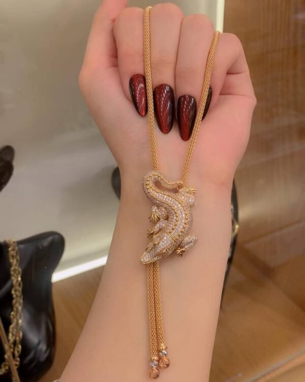 Wholesale 24K Gold Plated Iced Out Crocodile Alligator Animal Statement Jewelry Set Necklace Bracelet Ring B2B Guangzhou Factory