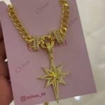 Wholesale 24K Gold Plated Iced Out North Starburst Pendant Chunky Cuban Chain Front Clasp Necklace B2B Guangzhou Factory