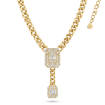 Wholesale 24K Gold Plated Iced Out Floral Laurel Wreath Pendant Cuban Chain Necklace B2B Jewelry Factory