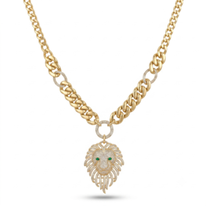 Wholesale 24K Gold Plated Heavyweight Iced Out Lion Head Pendant Cuban Chain Necklace Men Urban Jewelry B2B Guangzhou