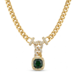 Wholesale 24K Gold Plated Chunky Cuban Chain Iced Out Y Drop Cushion Cut Halo Pendant Necklace B2B Jewelry Factory
