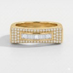 Wholesale Dubai style chunky zircon ring, 24K gold plated waterproof jewelry.