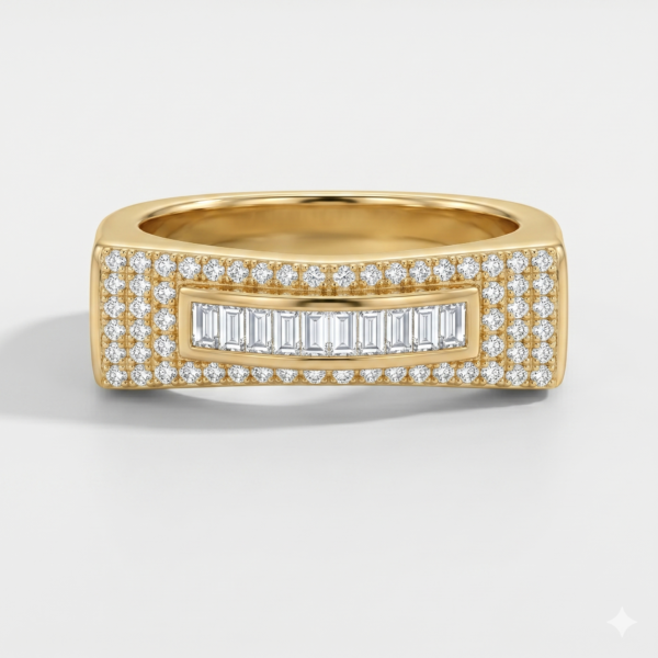 Wholesale Dubai style chunky zircon ring, 24K gold plated waterproof jewelry.