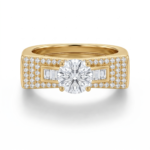 Wholesale Dubai style chunky zircon ring, 24K gold plated waterproof jewelry.