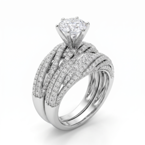Wholesale Dubai style chunky zircon ring, 24K gold plated waterproof jewelry.