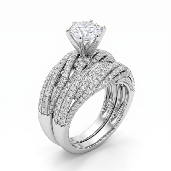Wholesale Dubai style chunky zircon ring, 24K gold plated waterproof jewelry.