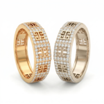Wholesale Dubai style chunky zircon ring, 24K gold plated waterproof jewelry.