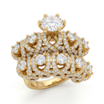Wholesale Dubai style chunky zircon ring, 24K gold plated waterproof jewelry.