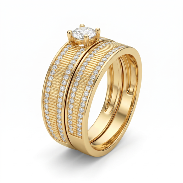 Wholesale Dubai style chunky zircon ring, 24K gold plated waterproof jewelry.