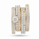 Wholesale Dubai style chunky zircon ring, 24K gold plated waterproof jewelry.
