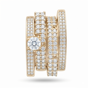 Wholesale Dubai style chunky zircon ring, 24K gold plated waterproof jewelry.