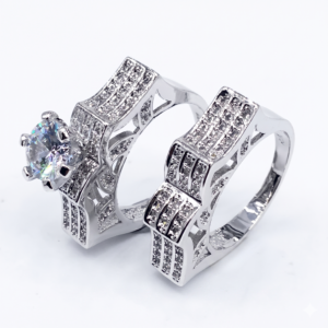 Wholesale Dubai style chunky zircon ring, 24K gold plated waterproof jewelry.