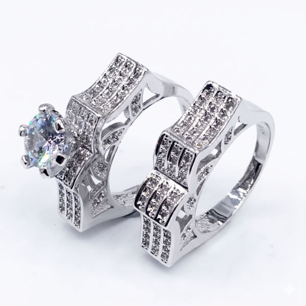 Wholesale Dubai style chunky zircon ring, 24K gold plated waterproof jewelry.