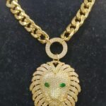 Wholesale 24K Gold Plated Heavyweight Iced Out Lion Head Pendant Cuban Chain Necklace Men Urban Jewelry B2B Guangzhou
