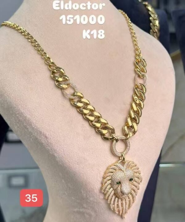 Wholesale 24K Gold Plated Heavyweight Iced Out Lion Head Pendant Cuban Chain Necklace Men Urban Jewelry B2B Guangzhou