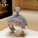 Wholesale Dubai style chunky zircon ring, 24K gold plated waterproof jewelry.