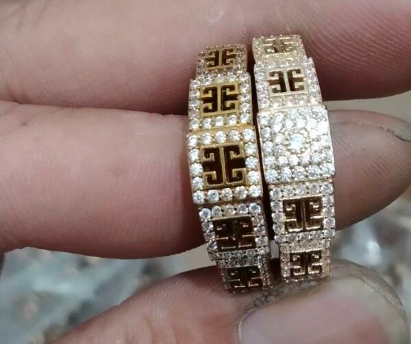 Wholesale Dubai style chunky zircon ring, 24K gold plated waterproof jewelry.